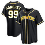 Kooe M.Brewers #99 Gary Sanchez Player Black Fashion Out Home Game Stitched Jerseys