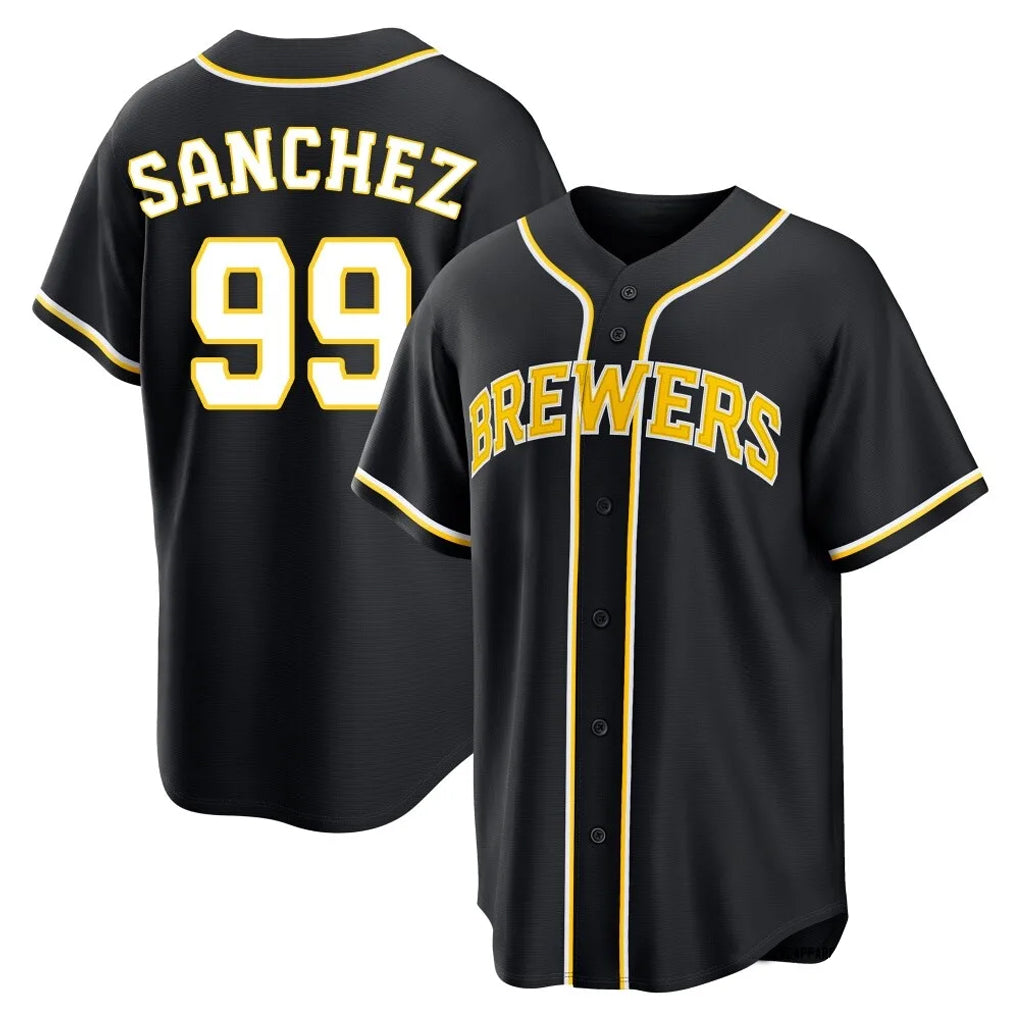 Kooe M.Brewers #99 Gary Sanchez Player Black Fashion Out Home Game Stitched Jerseys