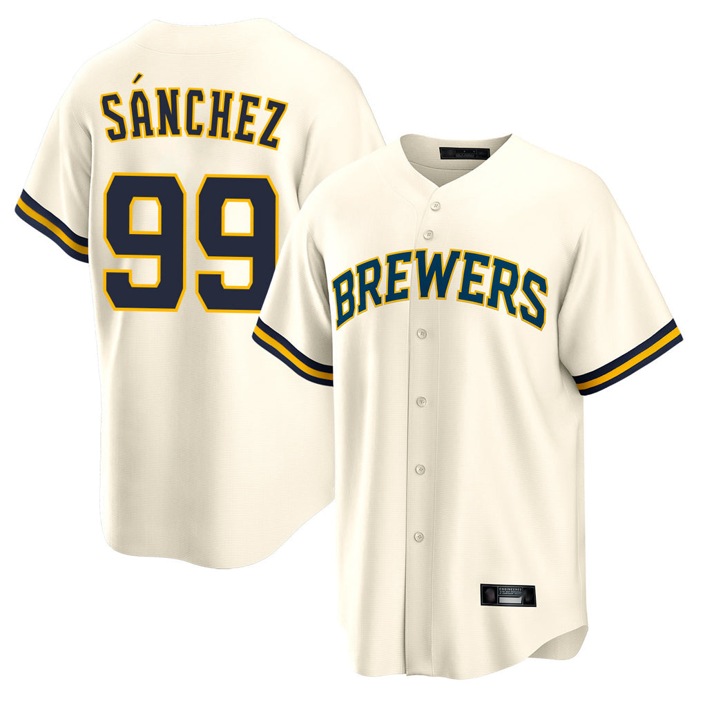 Kooe M.Brewers #99 Gary Sanchez Player Cream Home Game Stitched Jerseys