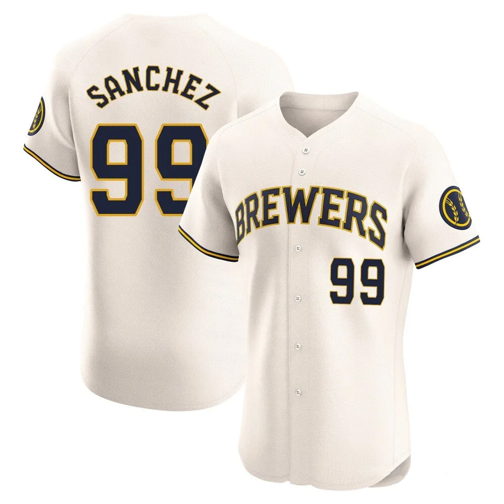 Kooe M.Brewers #99 Gary Sanchez Player Cream Home Limited Elite Stitched Jerseys