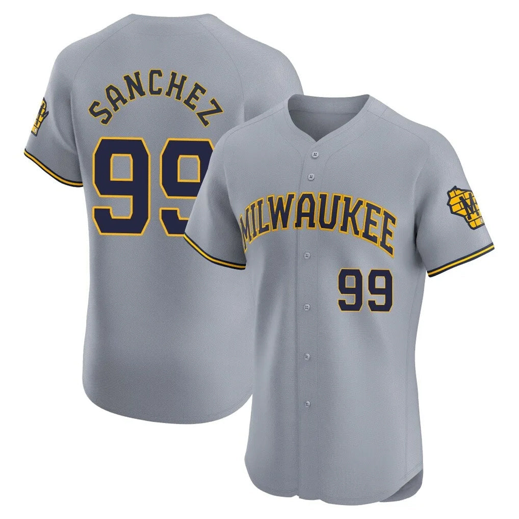 Kooe M.Brewers #99 Gary Sanchez Player Gray Home Limited Elite Stitched Jerseys