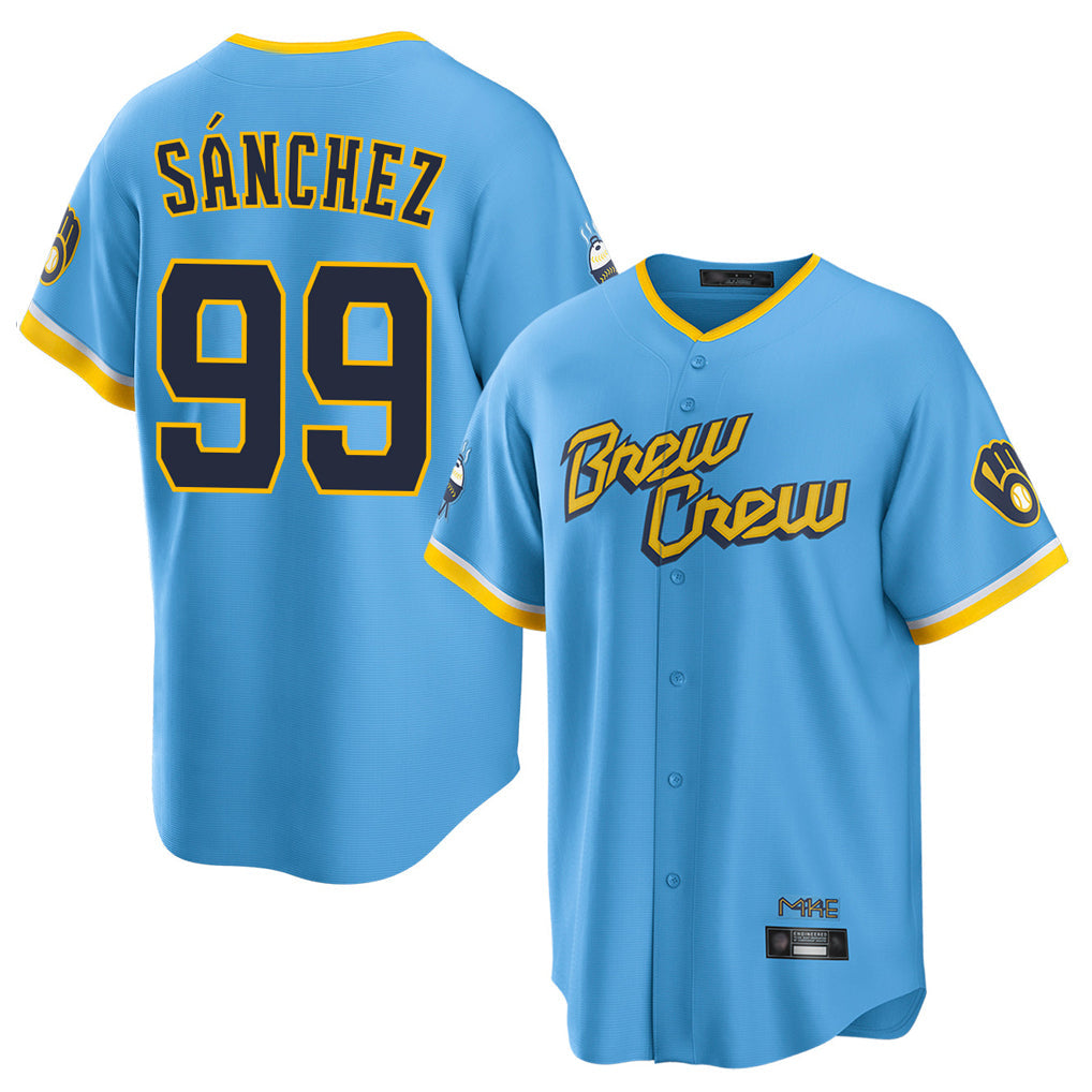 Kooe M.Brewers #99 Gary Sanchez Player Light Blue City Connect Home Game Stitched Jerseys