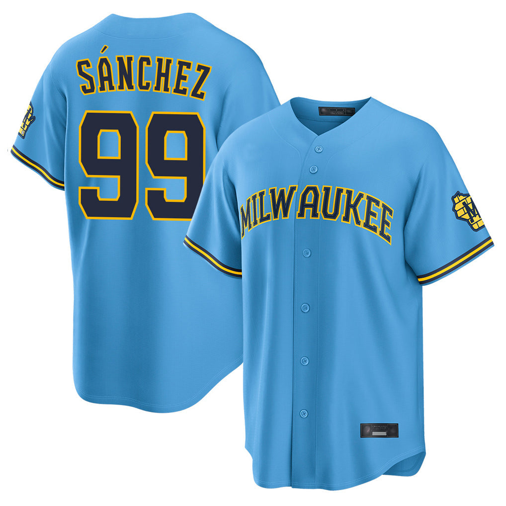 Kooe M.Brewers #99 Gary Sanchez Player Light Blue Road Stadium Game Stitched Jerseys
