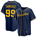 Kooe M.Brewers #99 Gary Sanchez Player Navy Home Game Stitched Jerseys