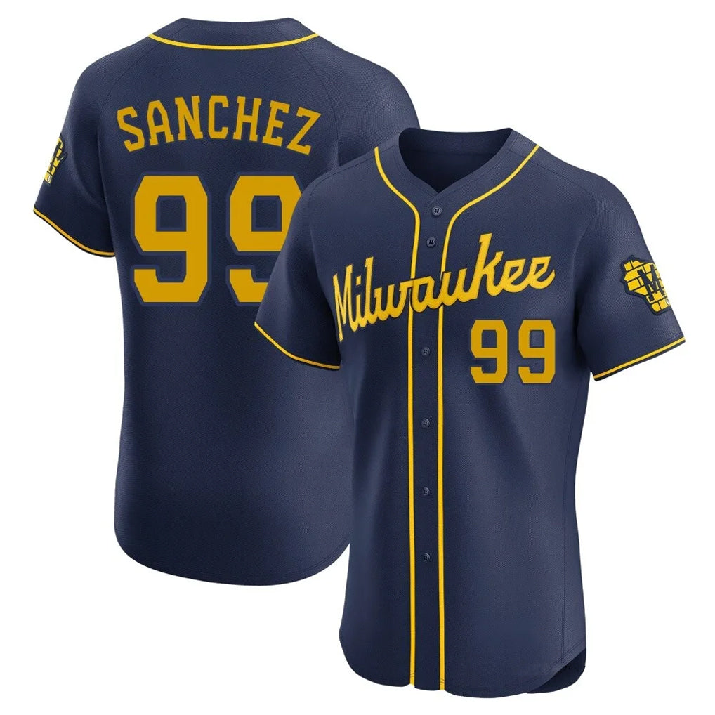 Kooe M.Brewers #99 Gary Sanchez Player Navy Home Limited Elite Stitched Jerseys