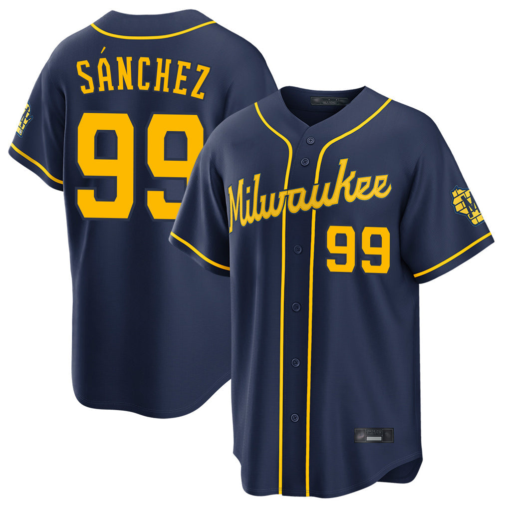 Kooe M.Brewers #99 Gary Sanchez Player Navy Home Stadium Game Stitched Jerseys