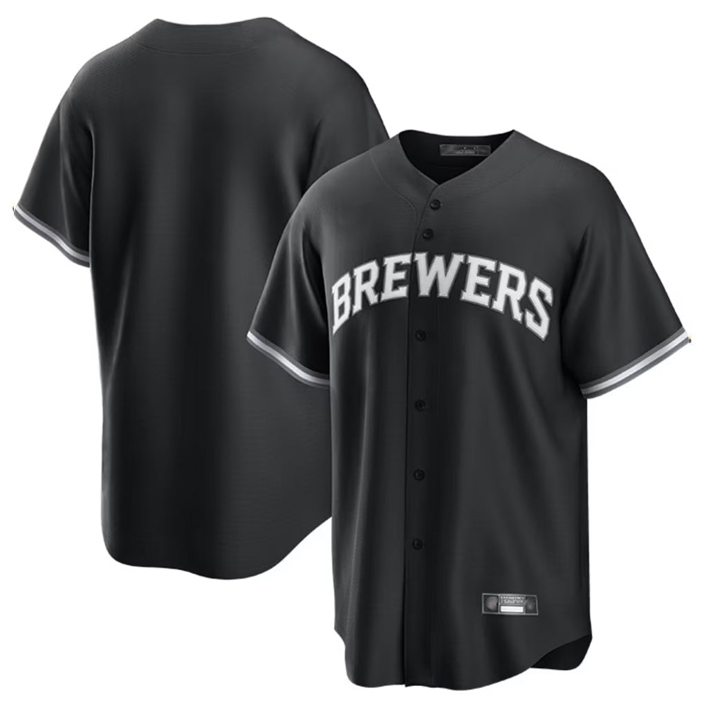 Kooe M.Brewers Blank Player Black Game Home Stitched Jerseys
