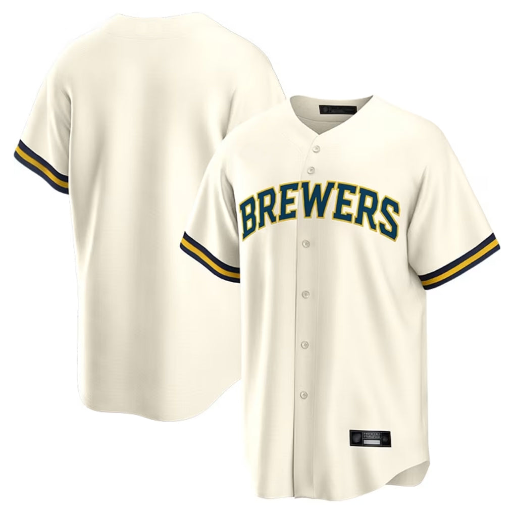 Kooe M.Brewers Blank Player Cream Home Game Stitched Jerseys