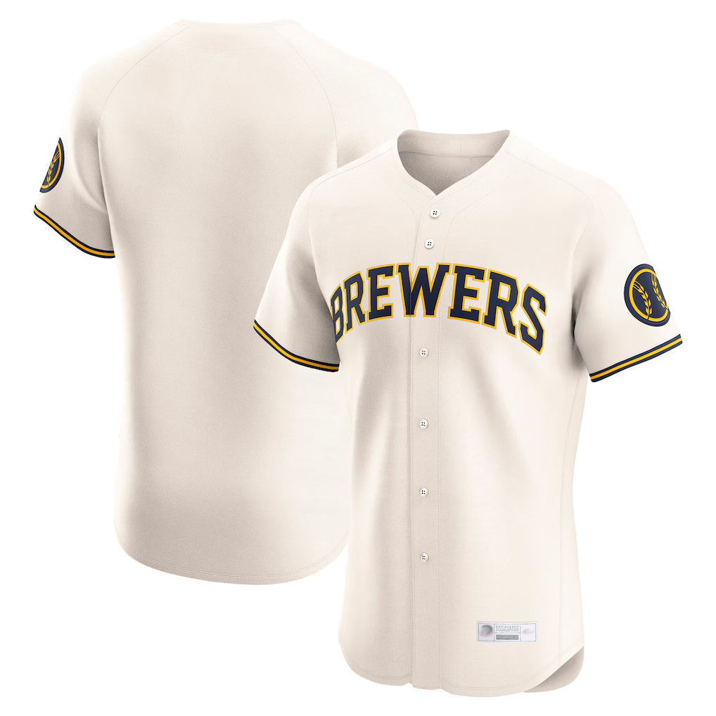Kooe M.Brewers Blank Player Cream Home Limited Elite Stitched Jerseys