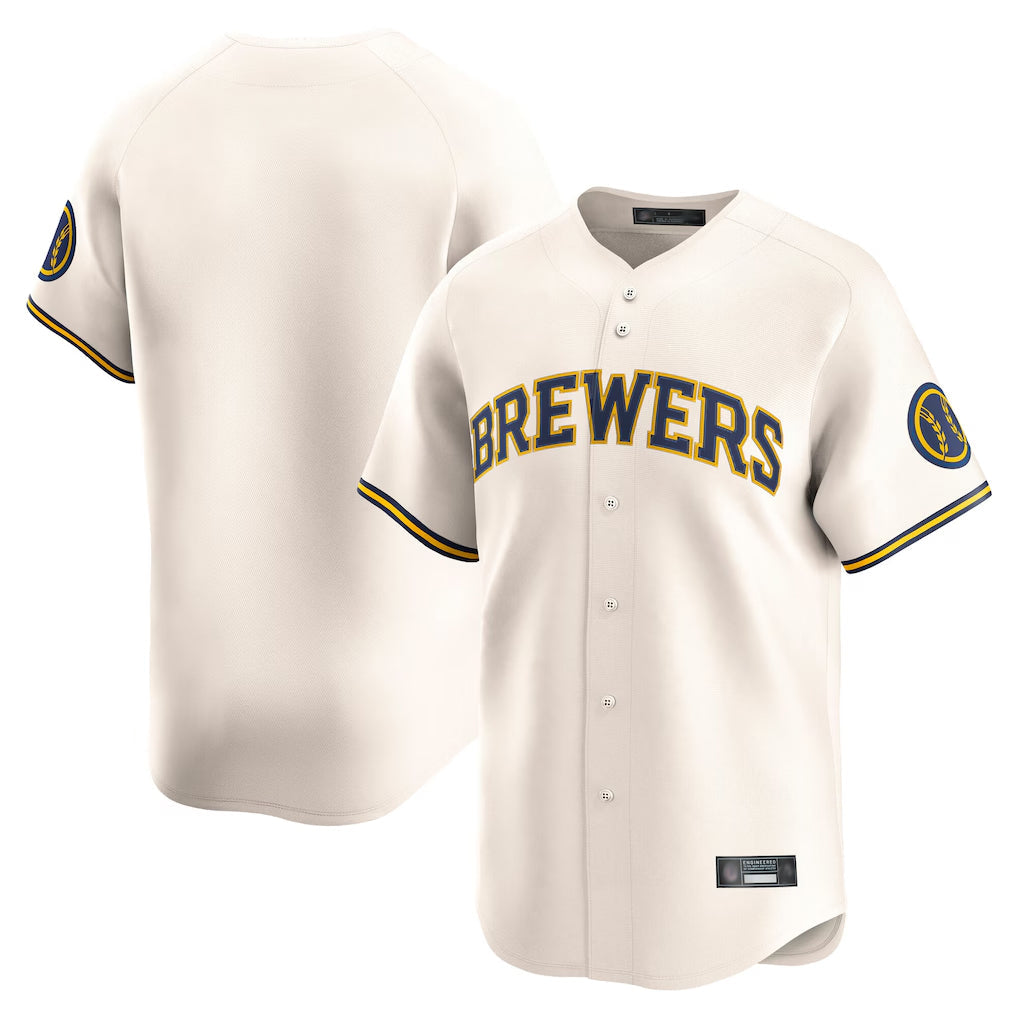Kooe M.Brewers Blank Player Cream Home Limited Game Stitched Jerseys