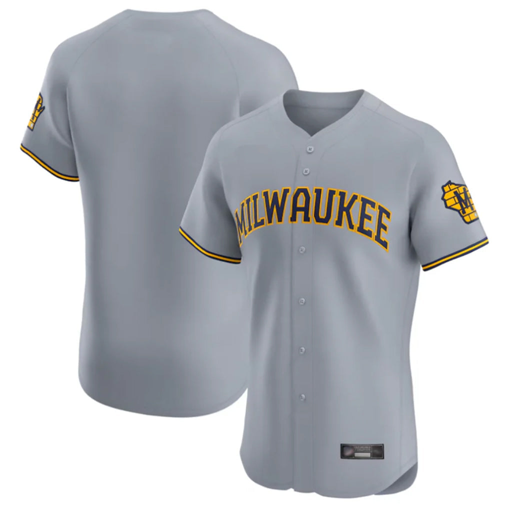 Kooe M.Brewers Blank Player Gray Home Limited Elite Stitched Jerseys