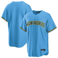 Kooe M.Brewers Blank Player Light Blue Road Stadium Game Stitched Jerseys