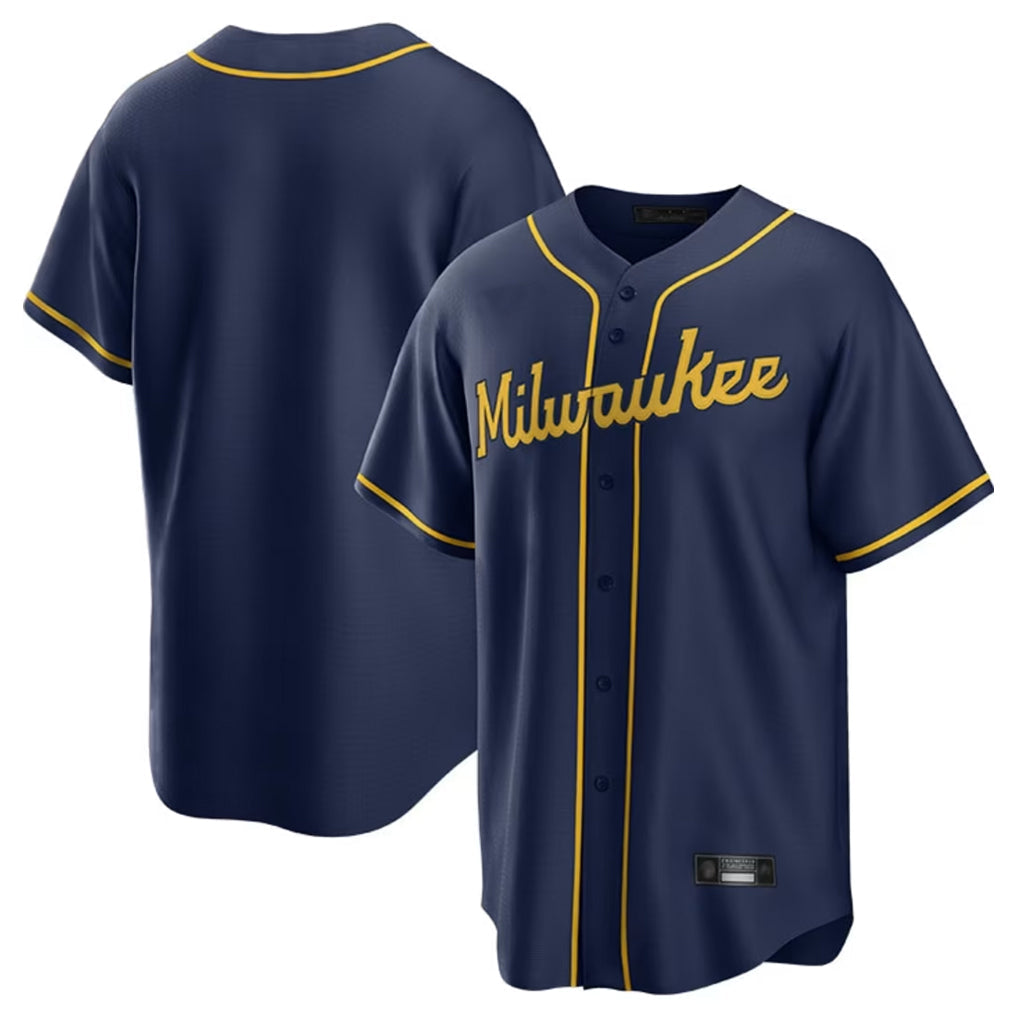 Kooe M.Brewers Blank Player Navy Home Game Stitched Jerseys