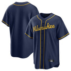 Kooe M.Brewers Blank Player Navy Home Game Stitched Jerseys