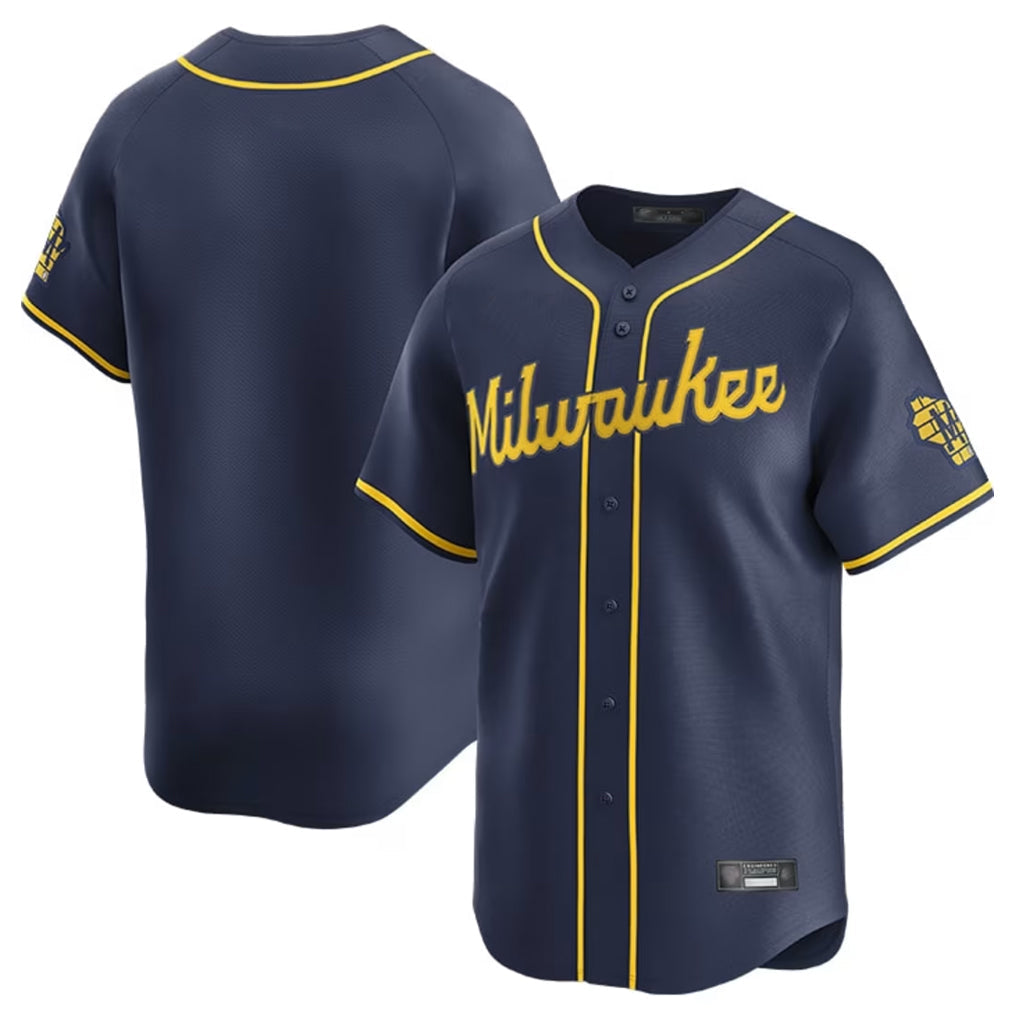 Kooe M.Brewers Blank Player Navy Home Limited Stitched Jerseys