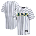 Kooe M.Brewers Blank Player White Stripes Home Game Stitched Jerseys