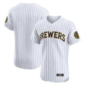Kooe M.Brewers Blank Player White Stripes Home Limited Elite Stitched Jerseys