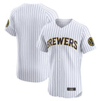 Kooe M.Brewers Blank Player White Stripes Home Limited Elite Stitched Jerseys