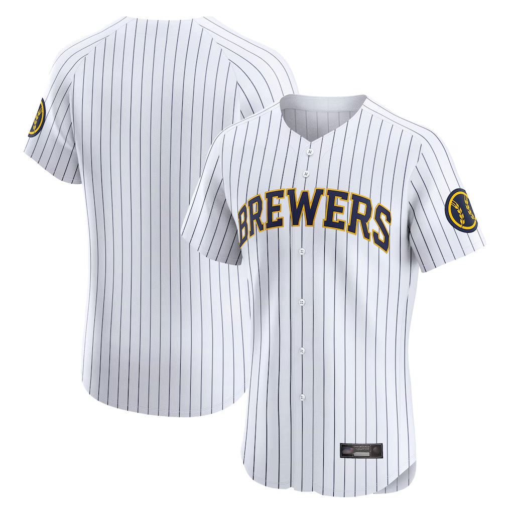 Kooe M.Brewers Blank Player White Stripes Home Limited Elite Stitched Jerseys