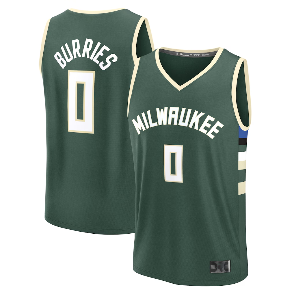 Kooe M.Bucks #0 Brayden Burries Green 2026  Draft First Round Pick Fast Break Jerseys - Icon Edition