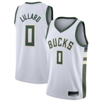 Kooe M.Bucks #0 Damian Lillard White Swingman Player Jerseys - Association Edition