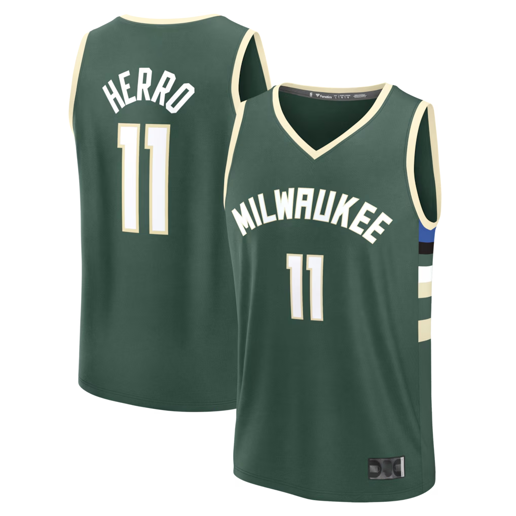 Kooe M.Bucks #11 Tyler Herro Hunter Green Fast Break Replica Jerseys - Icon Edition