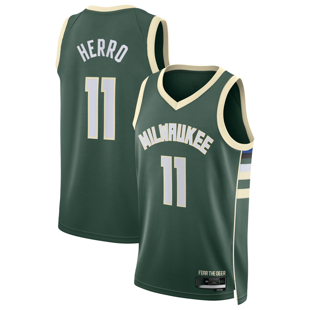 Kooe M.Bucks #11 Tyler Herro Hunter Green Swingman Jerseys - Icon Edition