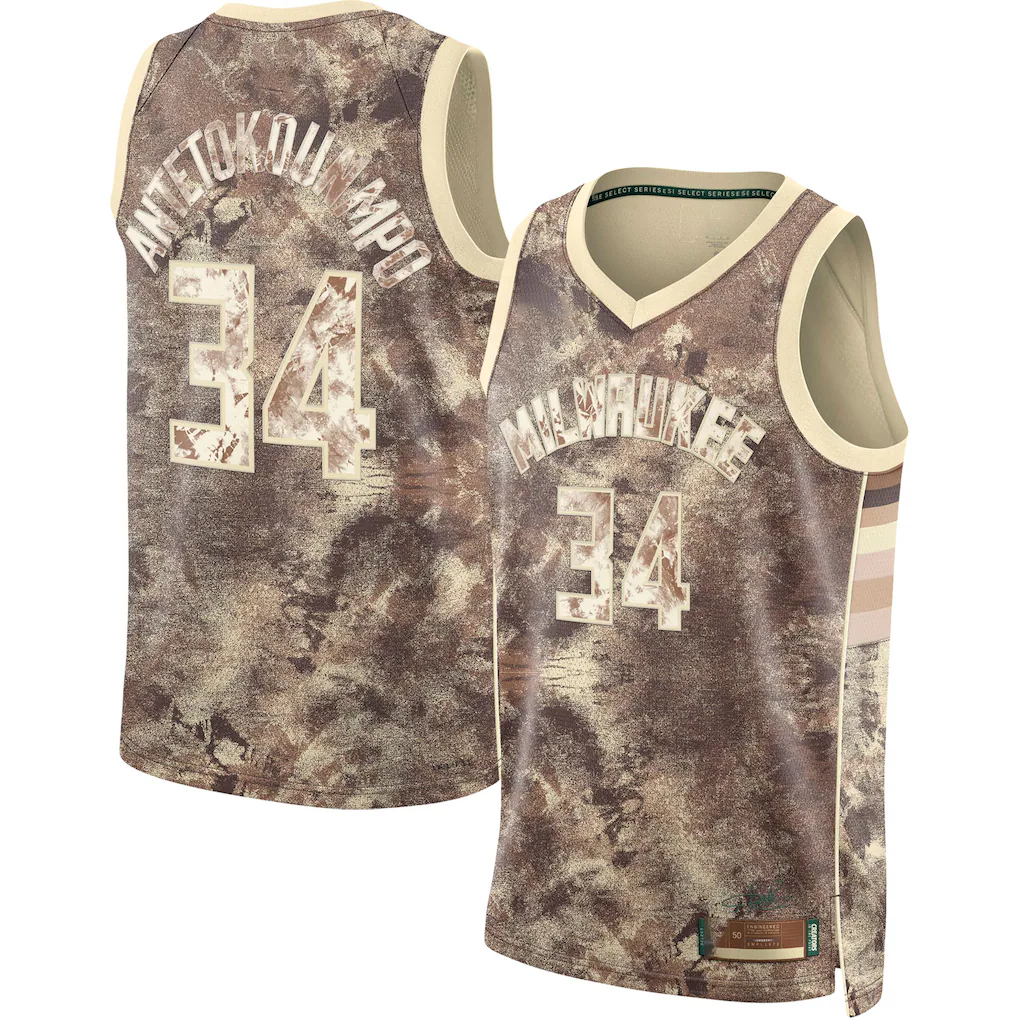 Kooe M.Bucks #34 Giannis Antetokounmpo Brown Select Series Swingman Jerseys