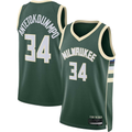 Kooe M.Bucks #34 Giannis Antetokounmpo Hunter Green Swingman Jerseys - Icon Edition