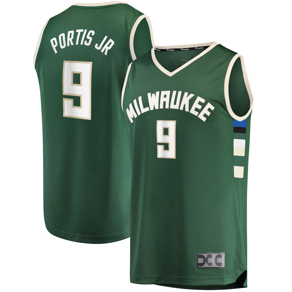 Kooe M.Bucks #9 Bobby Portis Green Fast Break Replica Jerseys - Icon Edition