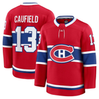 Kooe M.Canadiens #13 Cole Caufield Red Home Premium Jerseys