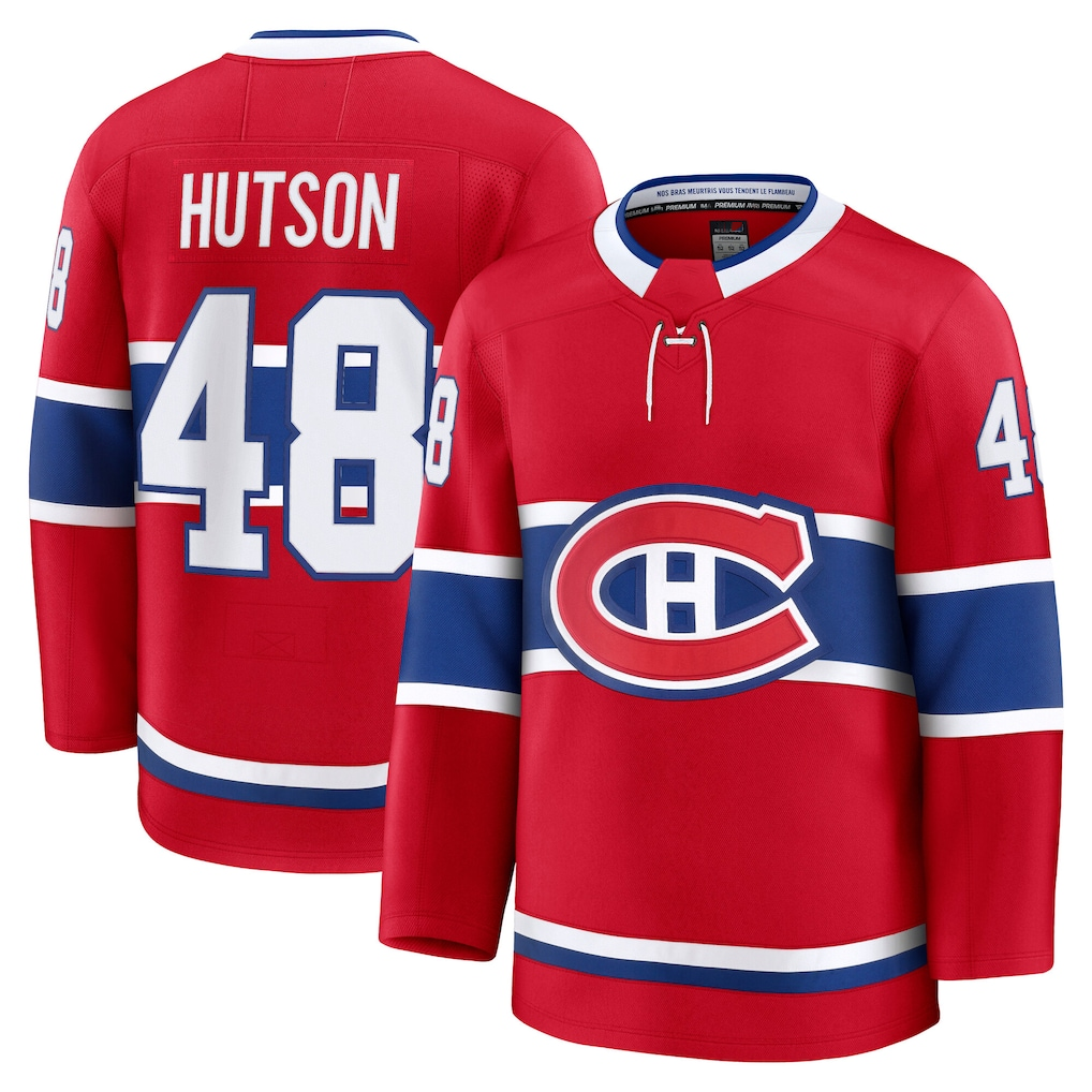Kooe M.Canadiens #48 Lane Hutson Red Home Premium Jerseys