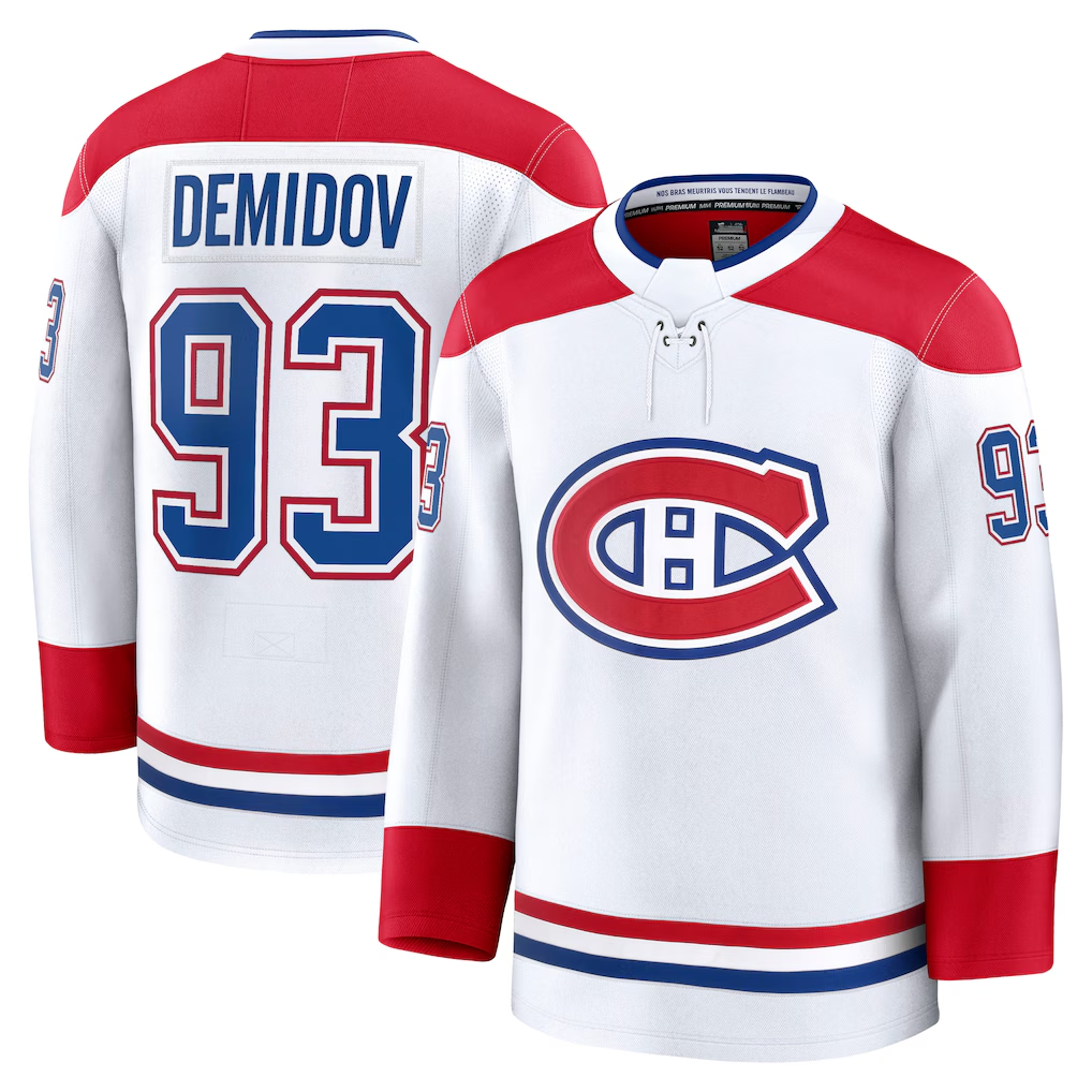 Kooe M.Canadiens #93 Ivan Demidov White Away Premium Jerseys