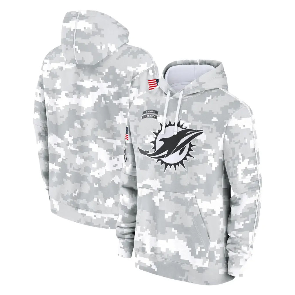 Kooe M.Dolphins Arctic Camo Salute to Service Hoodies Limited Game Blank Player Stitched Jerseys