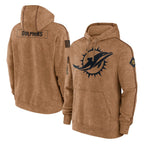 Kooe M.Dolphins Brown Salute to Service Hoodies Limited Game Blank Player Stitched Jerseys