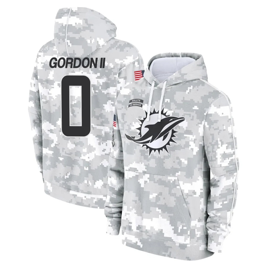 Kooe M.Dolphins #0 Ollie Gordon II Player Arctic Camo Salute to Service Hoodies Limited Game Stitched Jerseys
