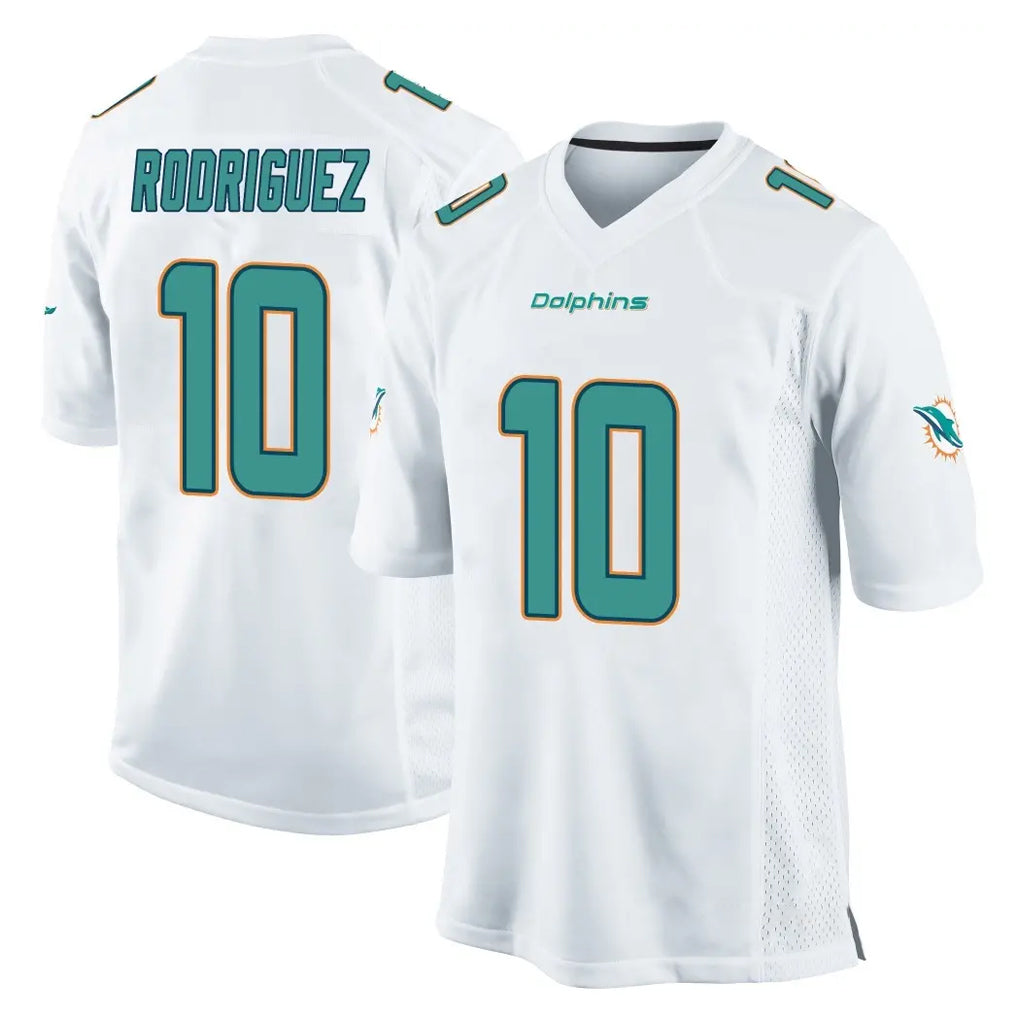 Kooe M.Dolphins #10 Jacob Rodriguez Player White Home Game Stitched Jerseys