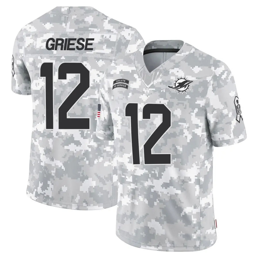 Kooe M.Dolphins #12 Bob Griese Player Arctic Camo Salute to Service Limited Stitched Jerseys