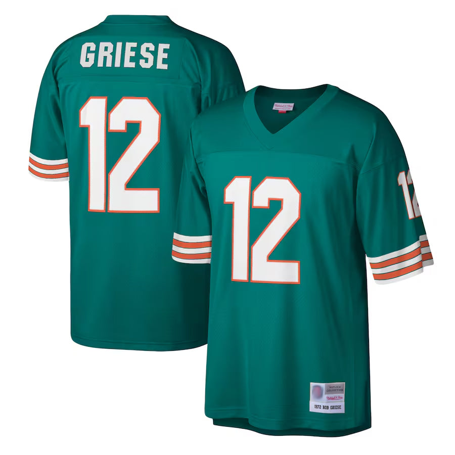 Kooe M.Dolphins #12 Bob Griese Player Mitchell & Ness Aqua Legacy Replica Stitched Jerseys