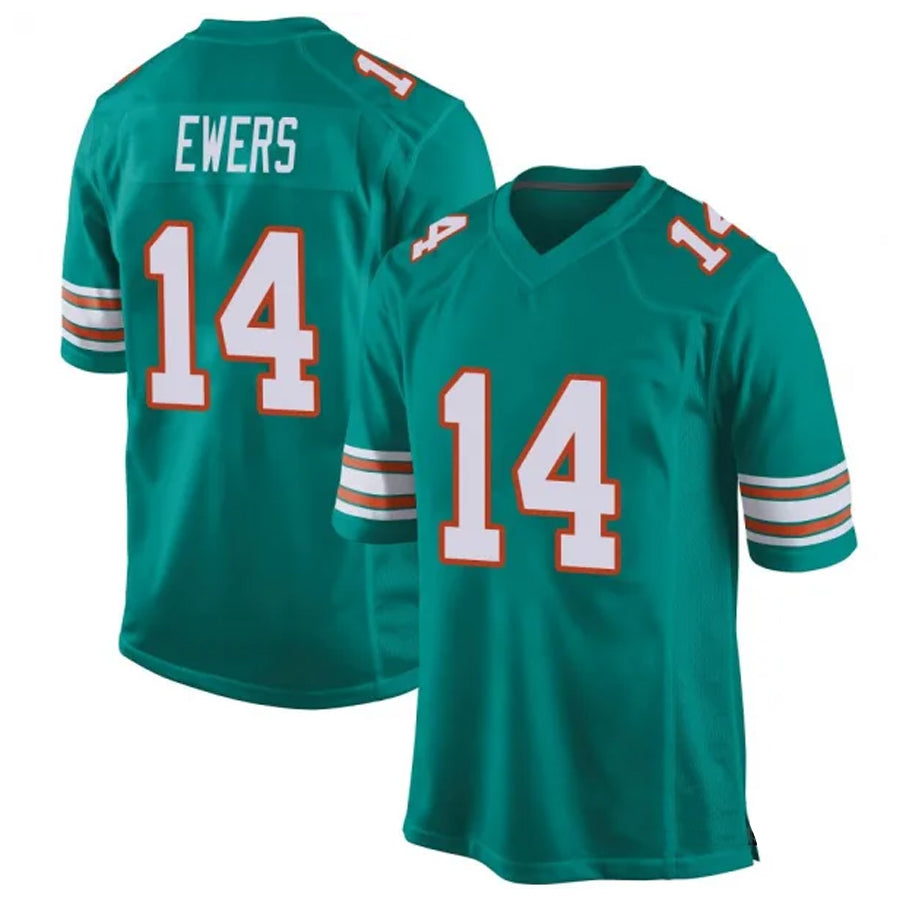 Kooe M.Dolphins #14 Quinn Ewers Player Aqua Game Stitched Jerseys