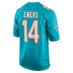 Kooe M.Dolphins #14 Quinn Ewers Player Aqua Home Game Stitched Jerseys