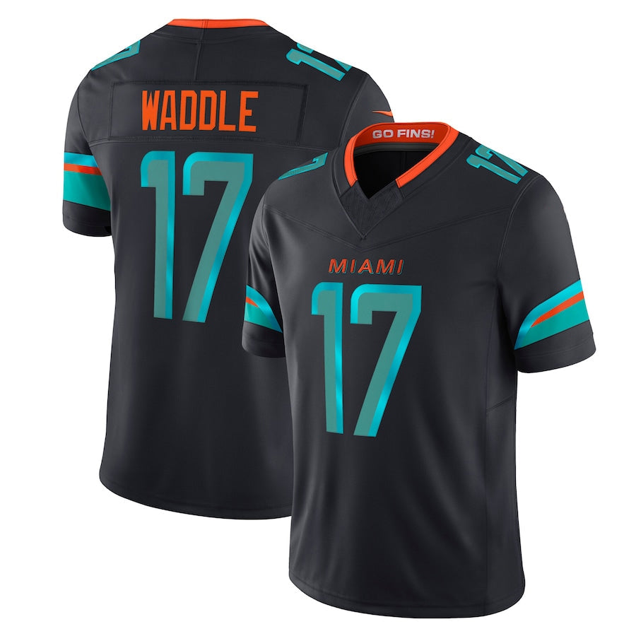 Kooe M.Dolphins #17 Jaylen Waddle Player Blue Rivalries Collection Vapor Limited Stitched Jerseys