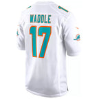 Kooe M.Dolphins #17 Jaylen Waddle Player White Home Game Stitched Jerseys