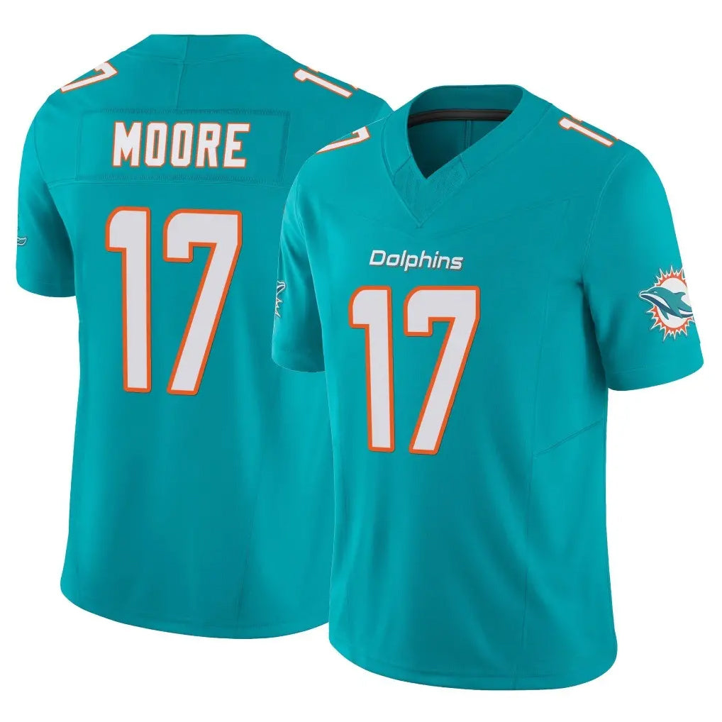 Kooe M.Dolphins #17 Trey Moore Player Aqua Limited Vapor F.U.S.E. Home Game Stitched Jerseys