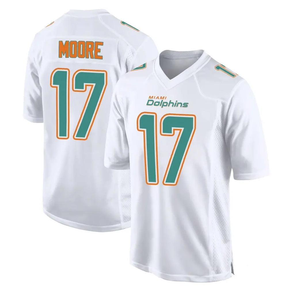 Kooe M.Dolphins #17 Trey Moore Player White Fashion Home Game Stitched Jerseys