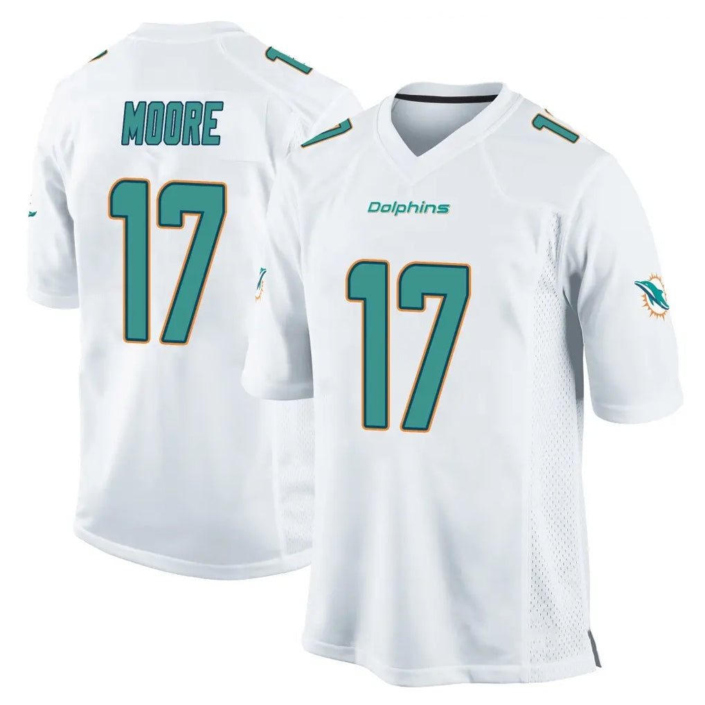 Kooe M.Dolphins #17 Trey Moore Player White Home Game Stitched Jerseys