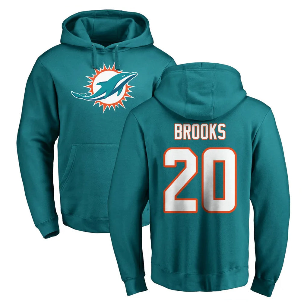 Kooe M.Dolphins #20 Jordyn Brooks Player Aqua LOGO Pullover Hoodies Limited Stitched Jerseys