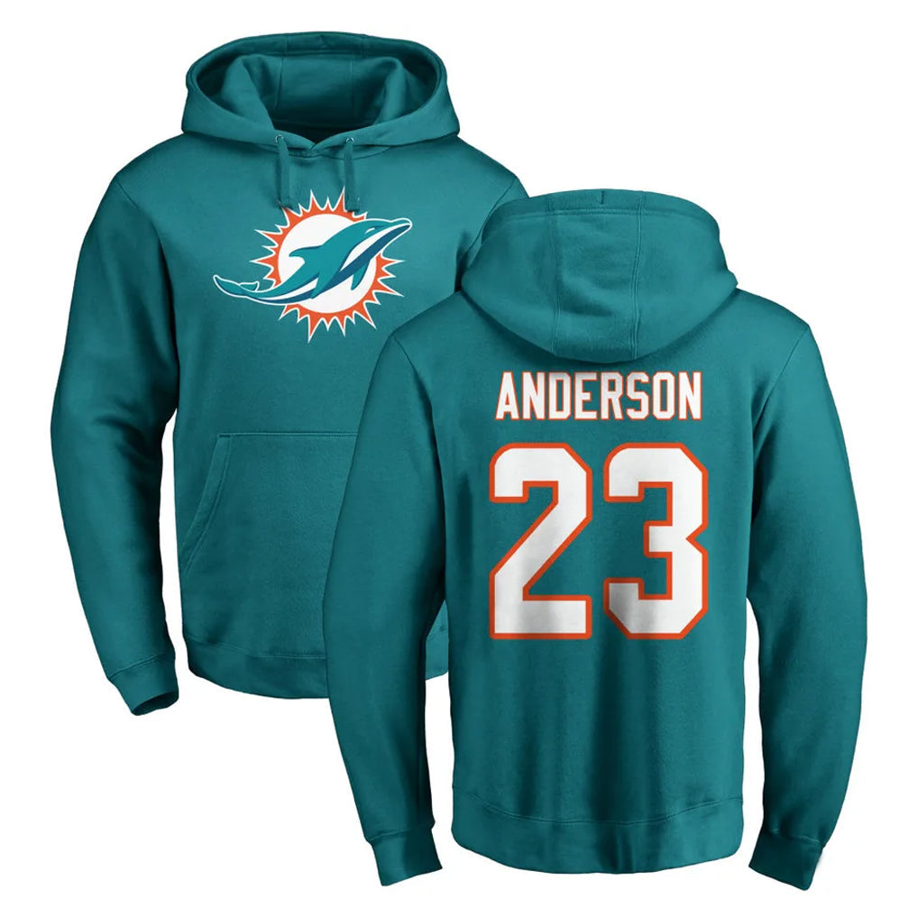 Kooe M.Dolphins #23 Zayne Anderson Player Aqua LOGO Pullover Hoodies Limited Stitched Jerseys