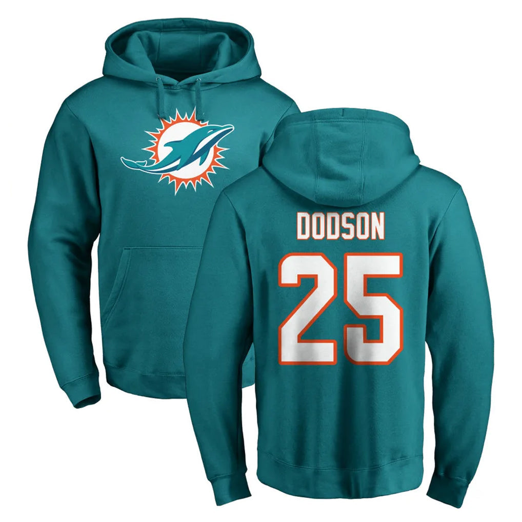 Kooe M.Dolphins #25 Tyrel Dodson Player Aqua LOGO Pullover Hoodies Limited Stitched Jerseys