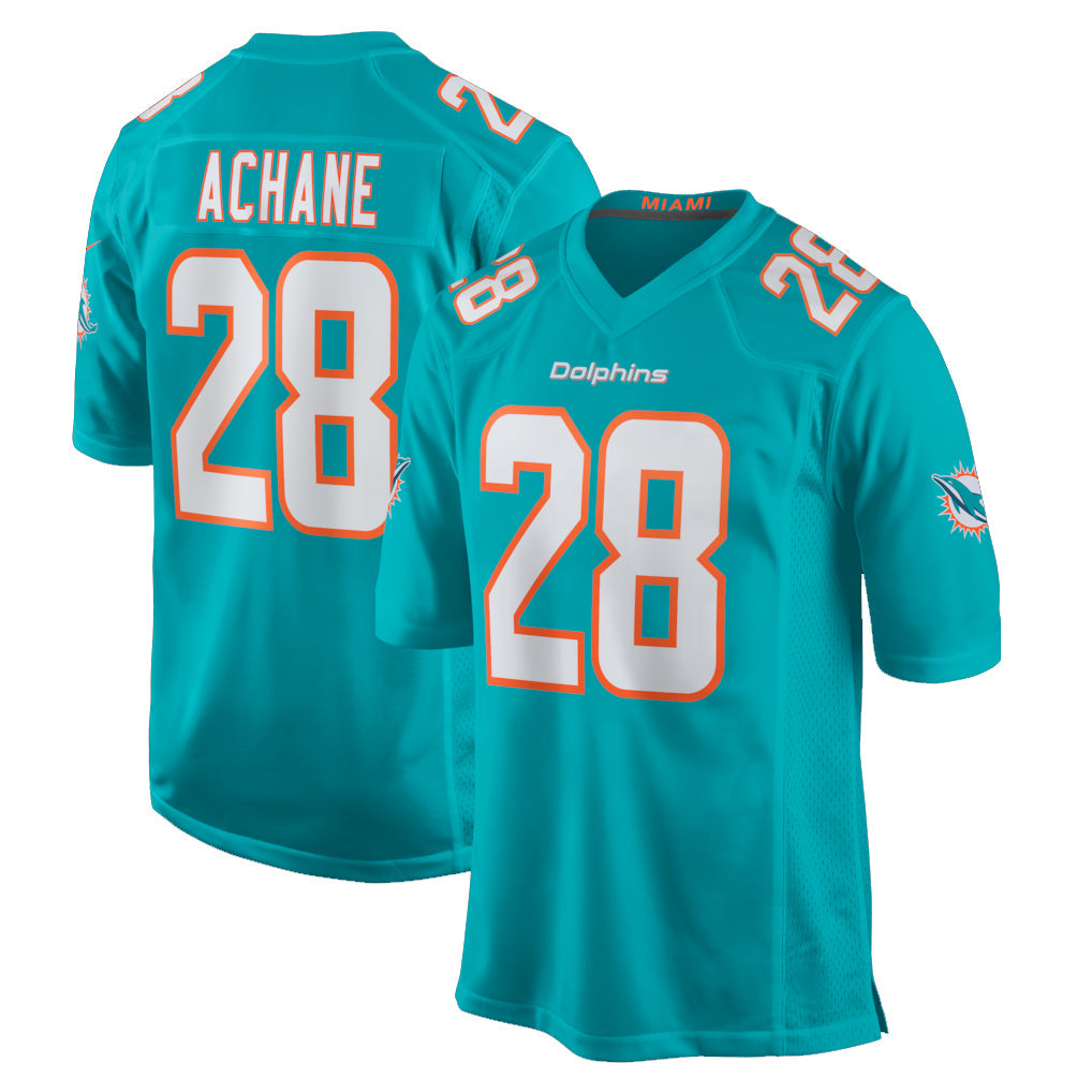 Kooe M.Dolphins #28 De'Von Achane Player Aqua Home Game Stitched Jerseys